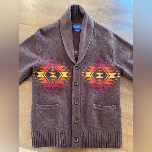 Pendleton Other - Pendleton Wool Board Shirt Brown Plaid Loop Collar Flap Pockets Men's Small